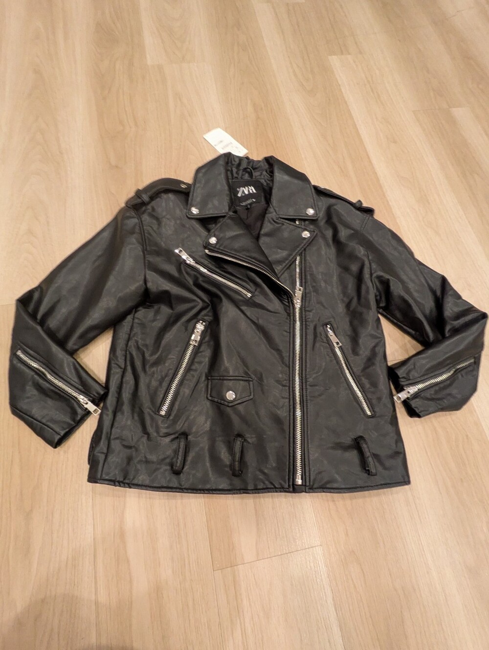 Zara NWT Faux Leather Jacket With Asymmetric Zipper Size S